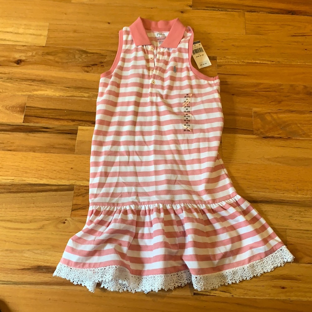 New Polo pink/white dress with small horse